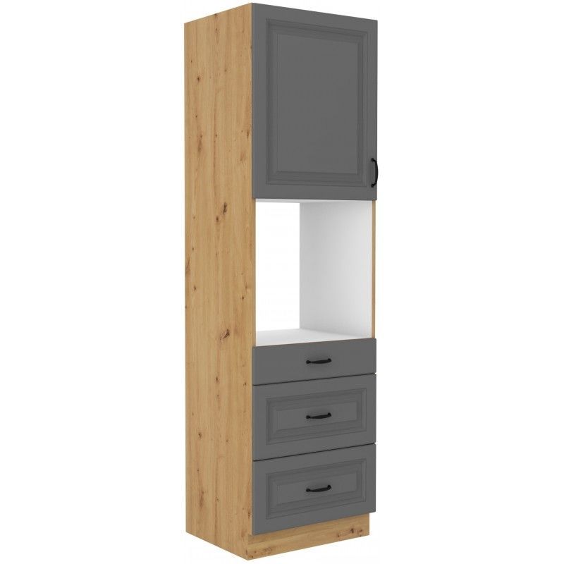 Vysoká skříň na vestavnou troubu STILLO TMAVĚ ŠEDÁ / ARTISAN 60 DPS-210 3S 1F