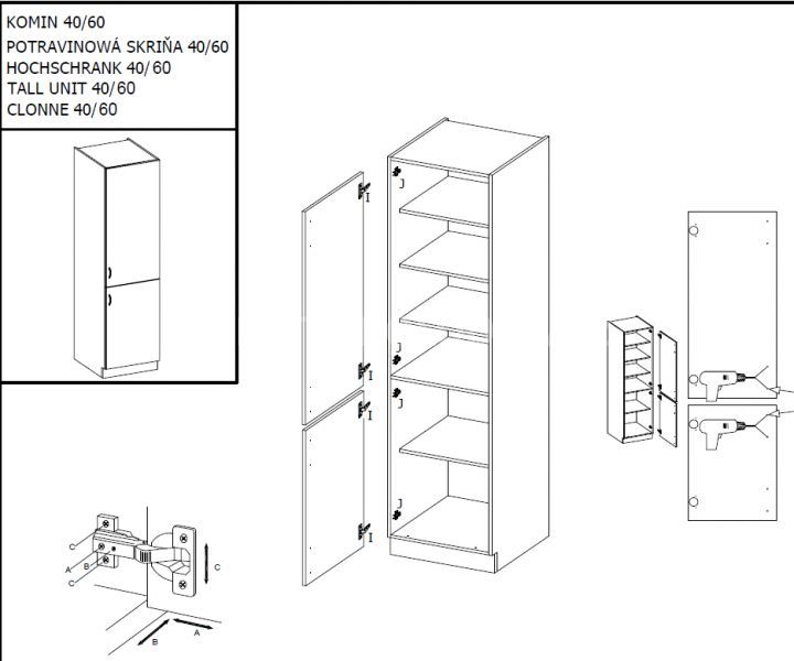Vysoká potravinová skříň SARA SONOMMA 40 DK-210 2F