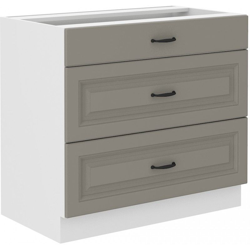 Spodní zásuvková skříňka STILLO SVĚTLE ŠEDÁ / BÍLÁ 80 D 3S BB