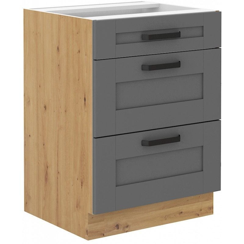 Spodní skříňka LUNNA TMAVĚ ŠEDÁ / ARTISAN 60 D 3S BB