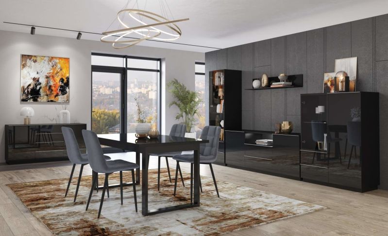 Jídelní stůl HELIO Černá - černé sklo